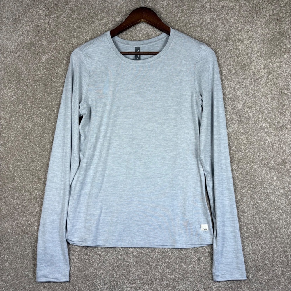Vuori Womens Long Sleeve Performance Crew Neck Tee Light Blue Heather Size L